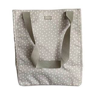 NEW Thirty-One Tall Organizing Dancing Dot Tote Bag in Taupe New Zipper top